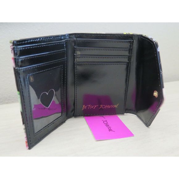 Betsey Johnson Black/Multi Xolana Floral Small Flap Wallet $58 - Picture 4 of 11